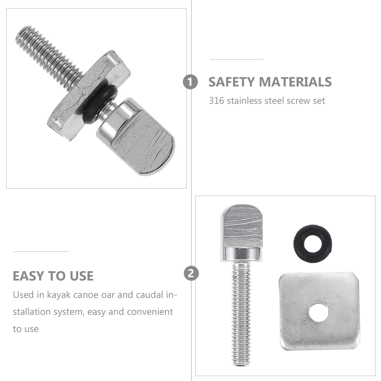 

2Sets Kayak Oar Screws Stainless Steel Kayak Paddle Thumb Screws Canoe Tail Fin Replacement Mounting Hardware Boat Screw