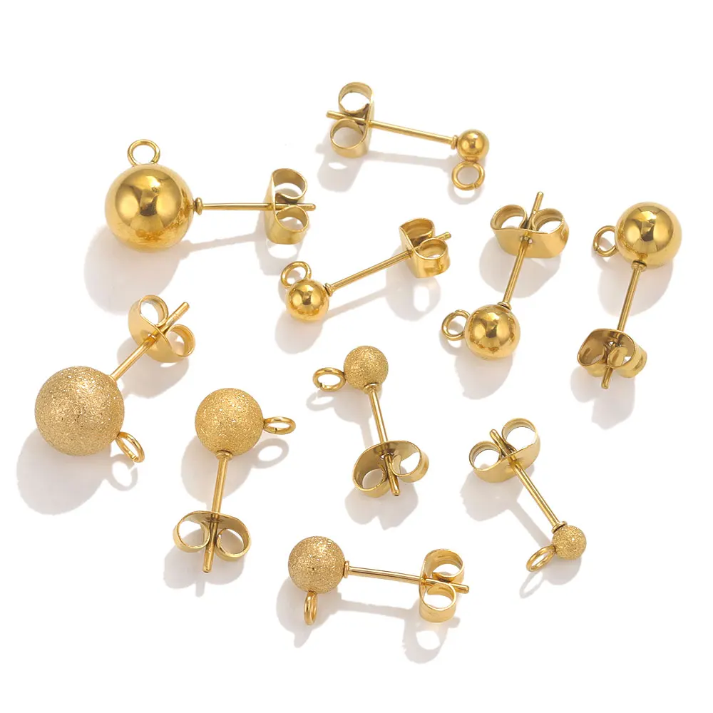 

20pcs Gold Plated Stainless Steel Earrings Post Studs DIY Earrings Connector For Jewelry Findings Parts Ear Studs Jewelry Making