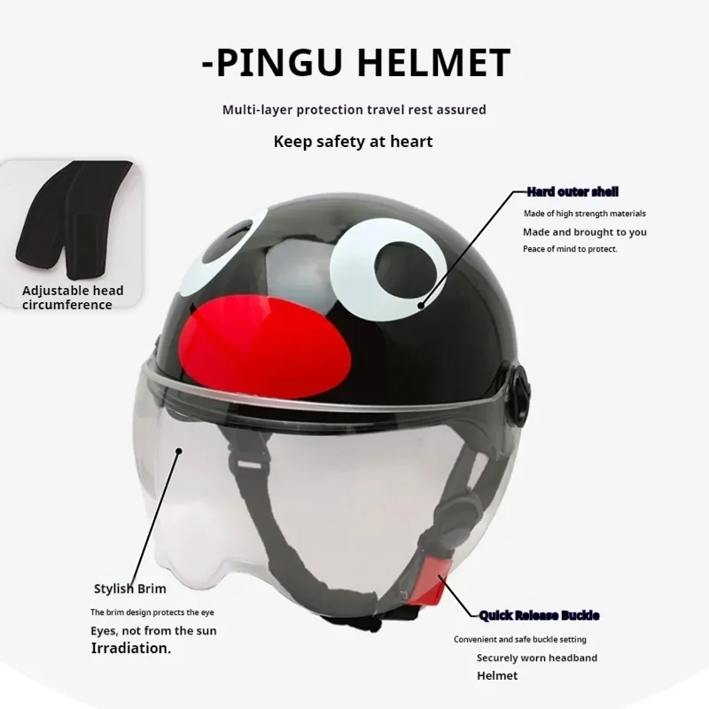 Cartoon Cute Pingus Penguin Family Couple Electric Bike Helmet 3C Certified Motorcycle Helmet Safety Helmet Festival Gift