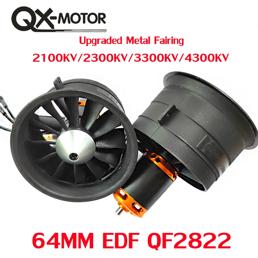 QX-Motor 64MM EDF 12 Blades Ducted Fan cw ccw with QF2822 Brushless Motor For FMS Airplane Model Drone parts