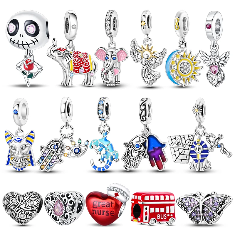

2025 Hot Sale Charms Bead Egyptian Elephant Sun Moon 925 Sterling Silver Dangle Fit Bangle Bracelet Necklace DIY Jewelry Gifs
