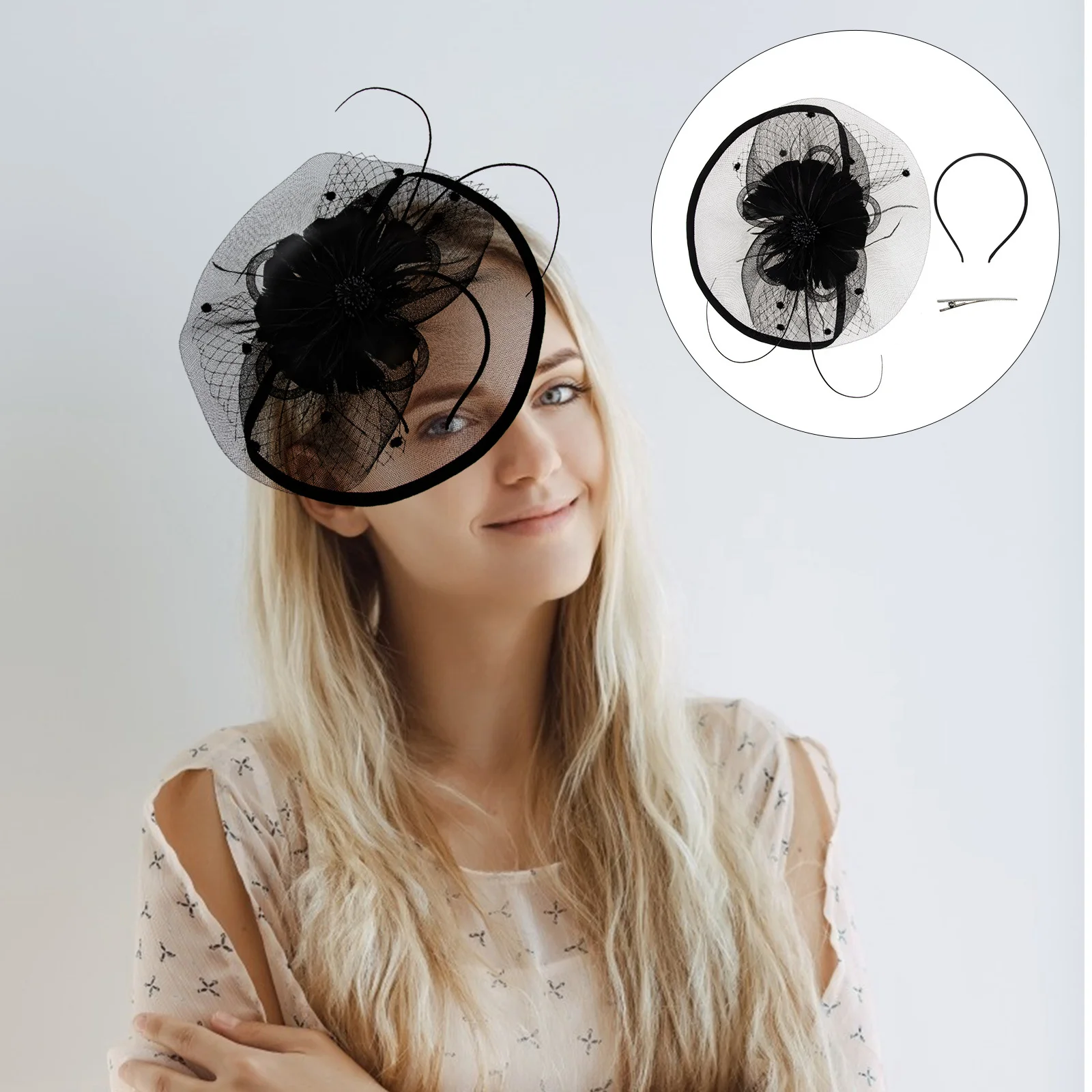 

Сетчатая повязка для волос, стильная легкая повязка на голову для вечеринки, износостойкий свадебный головной убор, нежный аксессуар для волос, свадебный головной убор