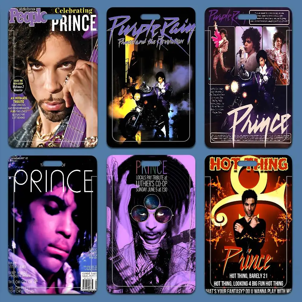 Porta Tarjetas de Identificación de Plástico con Diseño de Prince Rogers Nelson, para Conciertos, Música Rock, Tarjetas de Autobús, Tarjetas Bancarias, de Trabajo, con Etiqueta de Identificación y Nombre