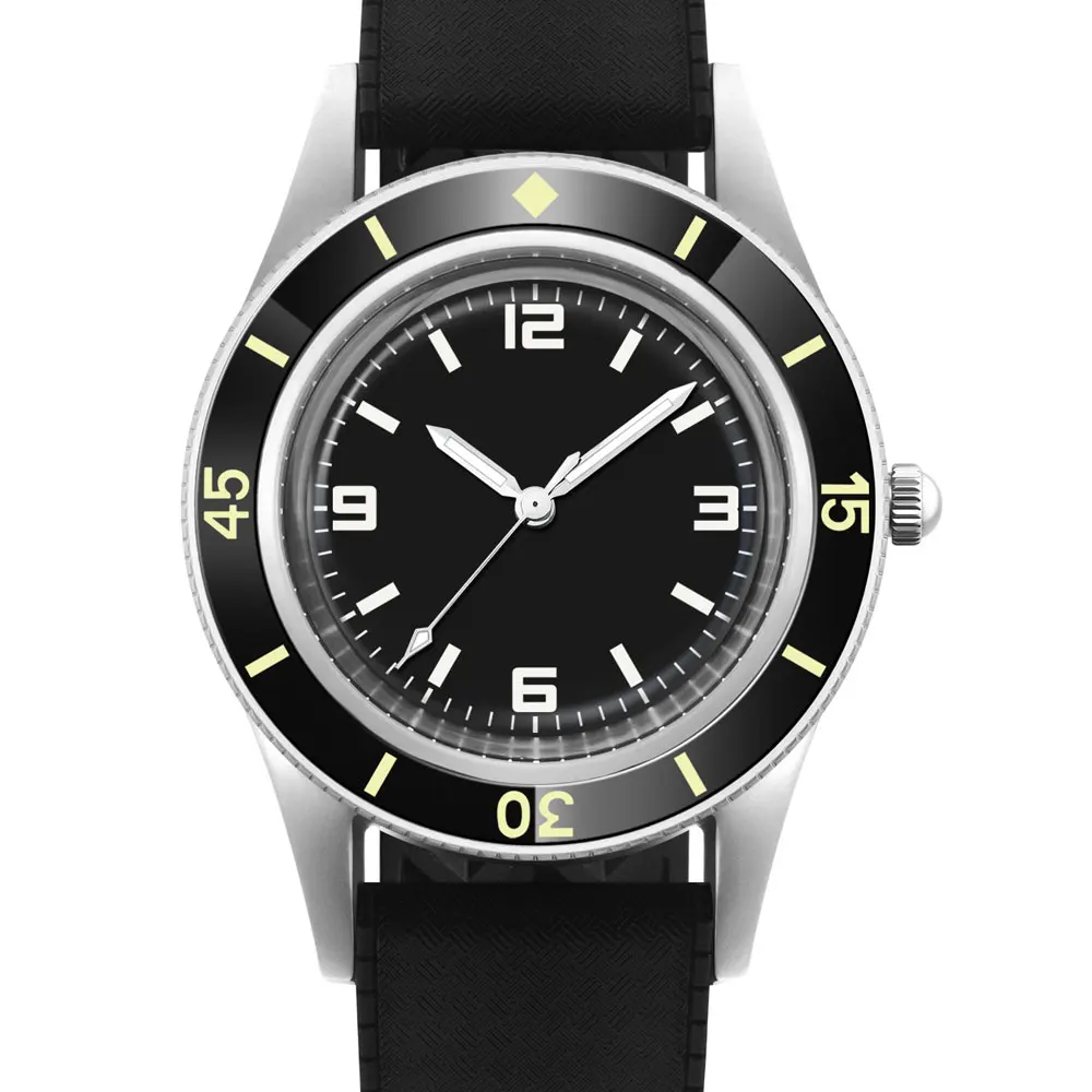 Пользовательские 40 мм куполообразное арочное стекло NH35 мужские часы пескоструйный корпус зеленые светящиеся механические автоматические мужские часы