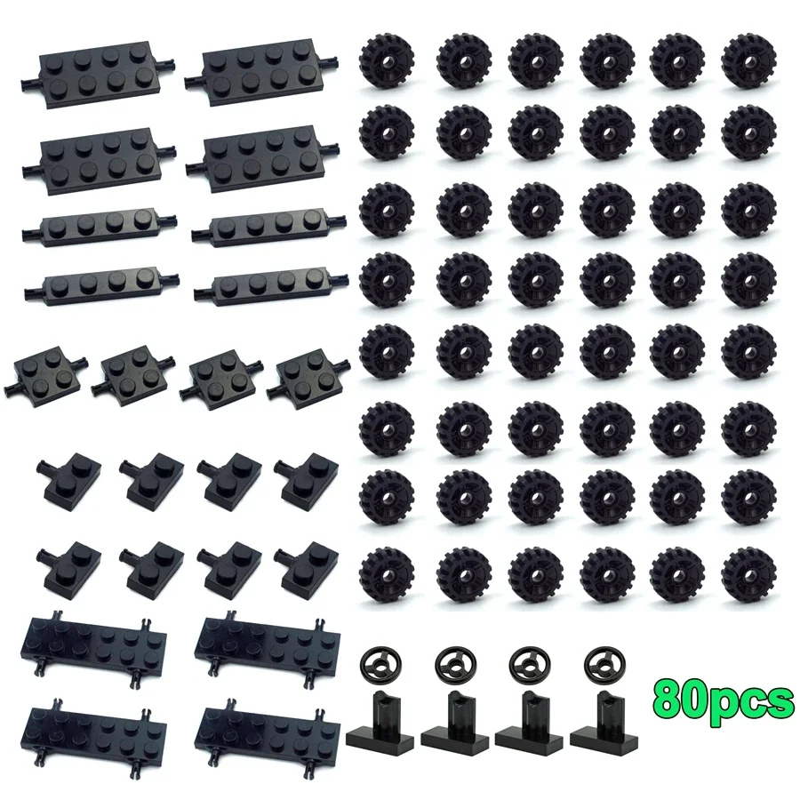 Car Wheel Axles Pack para Blocos de Construção, Pneus Montar para Crianças, Modelos DIY, Shaft Plate, Brinquedos de Construção, Acessórios para Crianças