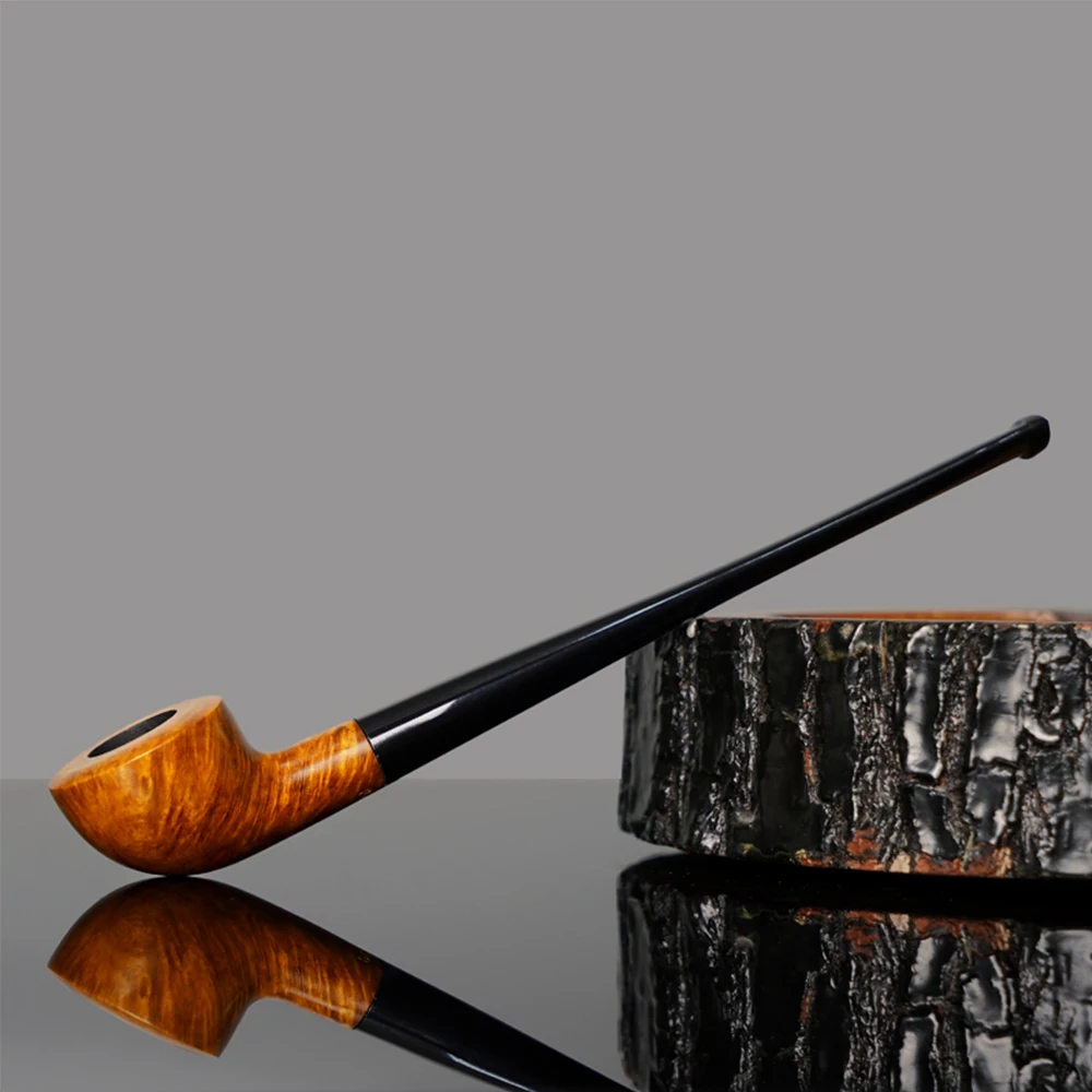 briar tobacco pipe, straight handle polo pipe, 3mm pipe channel, acrylic straight handle, briar wood pipe bowl, Father Day gift