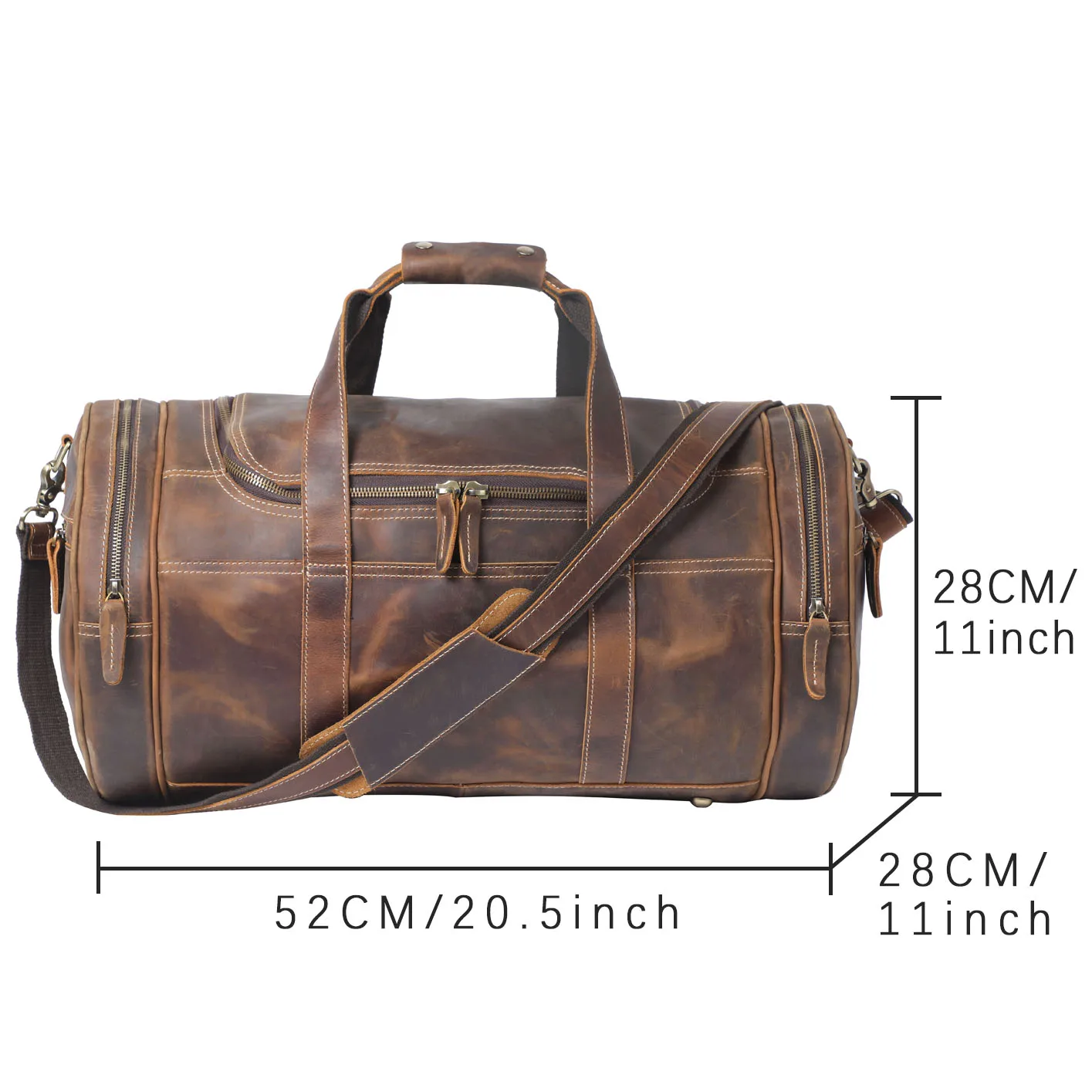 S.WORKER Vintage Vollnarbenleder-Reisetasche für Herren, Echtleder, Große Kapazität, Weekender-Reisetasche – Detail 3