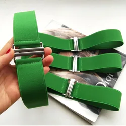 Spring and Autumn Jade Green Elastic Belt Women's Wide and Simple Matching Dress Decoration Waistband Jeans Thin Belt