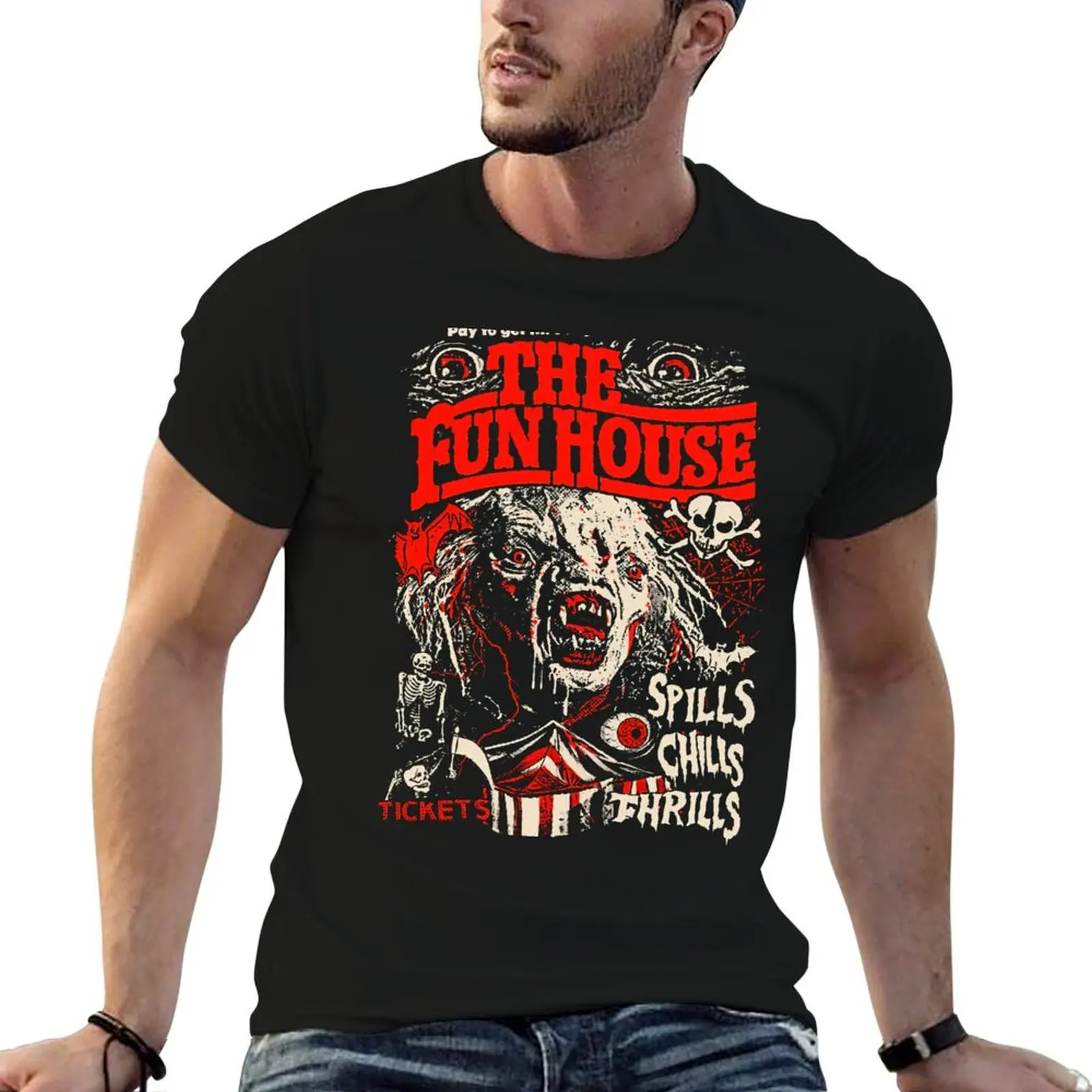 The Fun House Creepy Halloween T-Shirt man t shirts cotton t shirts for man cotton T-Shirt