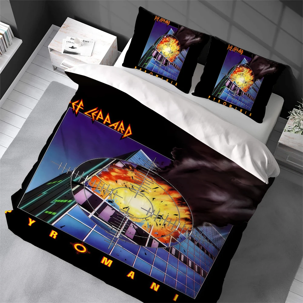 D-Def L-Leppard Duvet Cover Set Home Style Bedding Soft Laundry Cotton Bed 3 Piece Set Student Dormitory Gift