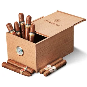 Natural Cedar Wood Cigar Humidor Built-In Hygrometer 30 Pcs Large Capacity Cigar Mellow Box