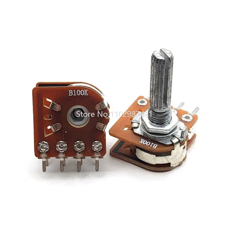 2PCS WH-148 Audio Volume Potentiometer Switch Dual 8-pin With Step B50K B100K 25MM Plum Shaft