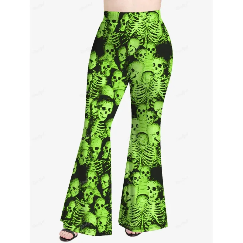 

ROSEGAL Plus Size Gothic Flare Pants 3D Printed Graphic Full Trousers Women Casual Elastic Waist Loose Leggings M PGb;4.f'7;j,3'