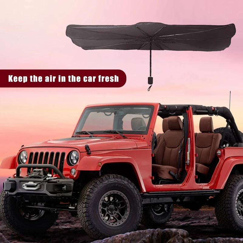 Car Sun Visor Windshield Shade Umbrella For Wrangler JL JLU 2018-2021 & JT, Foldable UV Rays Block Reflector Umbrella