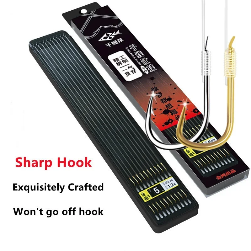 Zixian Double Hook Gold Sleeve Fish Hook Finished Iseni Fish Hook Genuine Tie Set Fishing Hook Sleeve Hook Fishing Gear Supplies