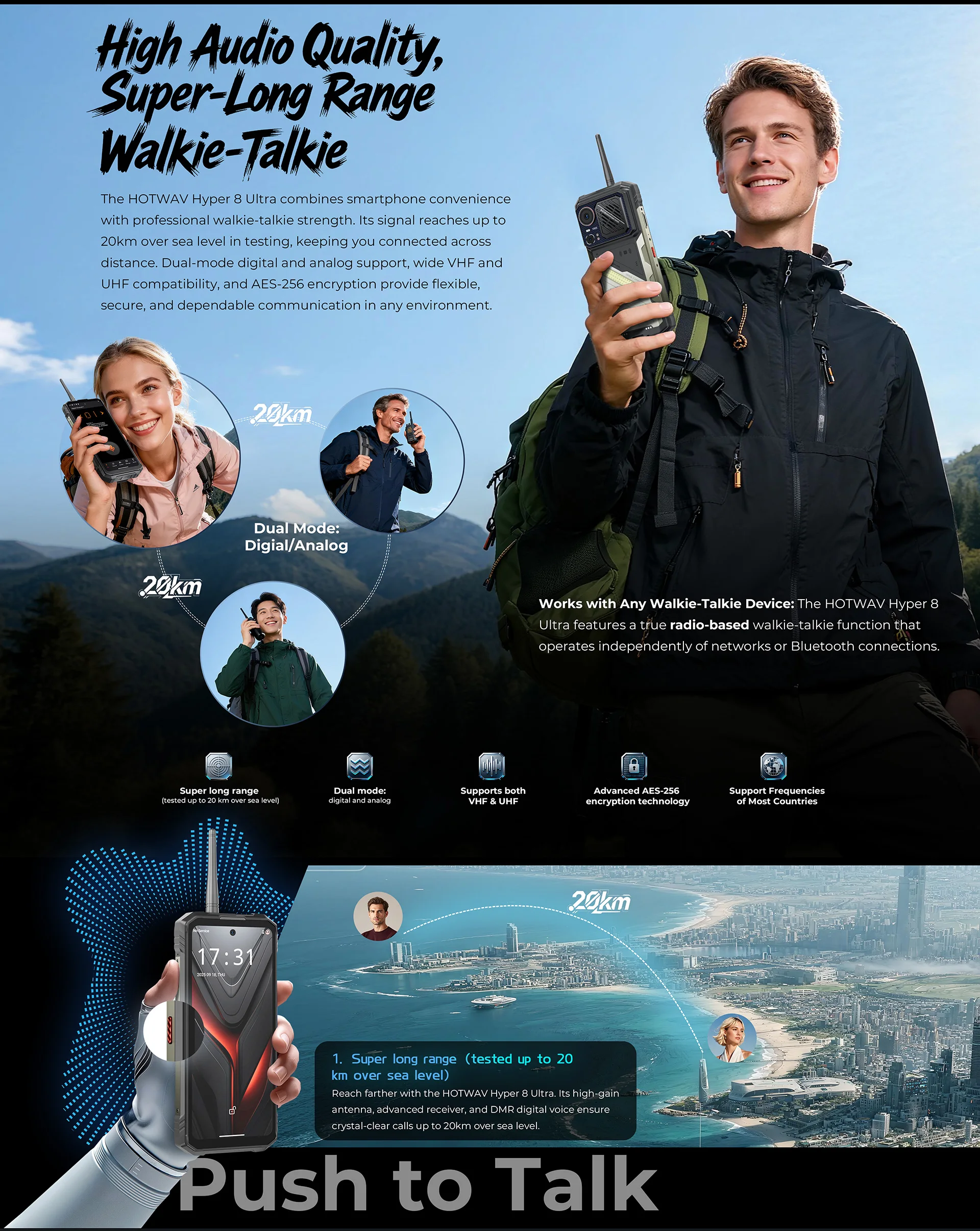 HOTWAV Hyper 8 Ultra Walkie-Talkie Robustes Smartphone 125 dB Lound-Lautsprecher 5G-Handy 12000 mAh 55 W 108 MP 12 GB 512 GB Mobiltelefon – Detail 6