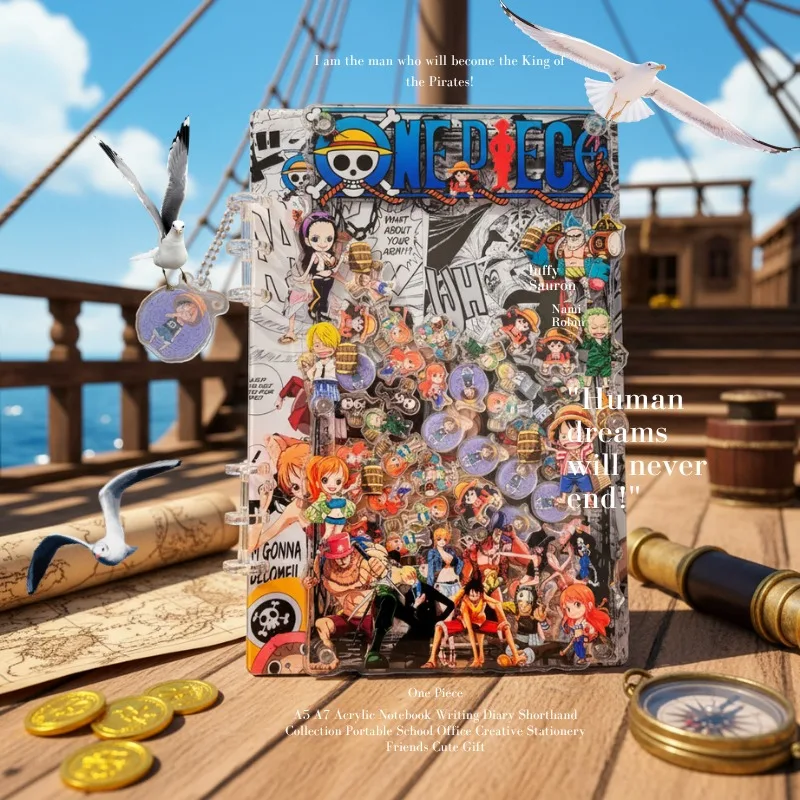 One Piece A5 A7 Acrylic Notebook Writing Diary Shorthand Collection Portable School Office Creative Stationery Friends Cute Gift