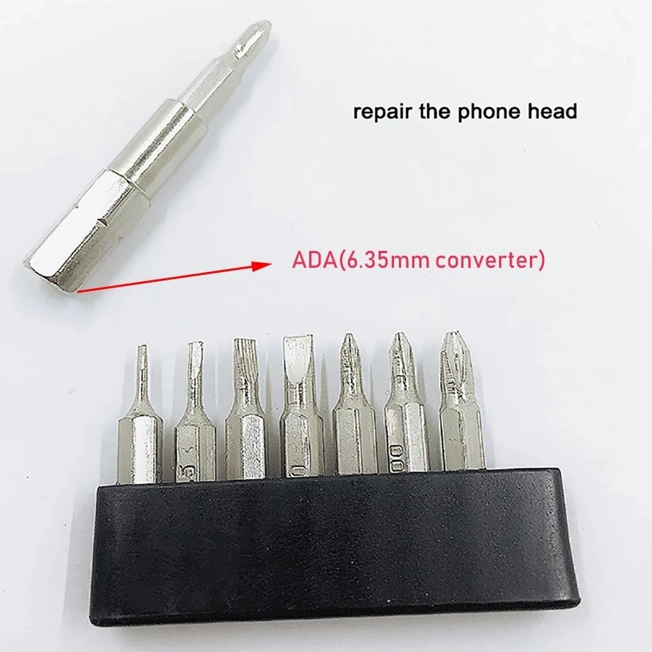 4mm-6.35mm Converter Adapter Slotted Phillips Precision Bits Set Screwdriver Drill Bit Repair Mobile Phone Camera Computer