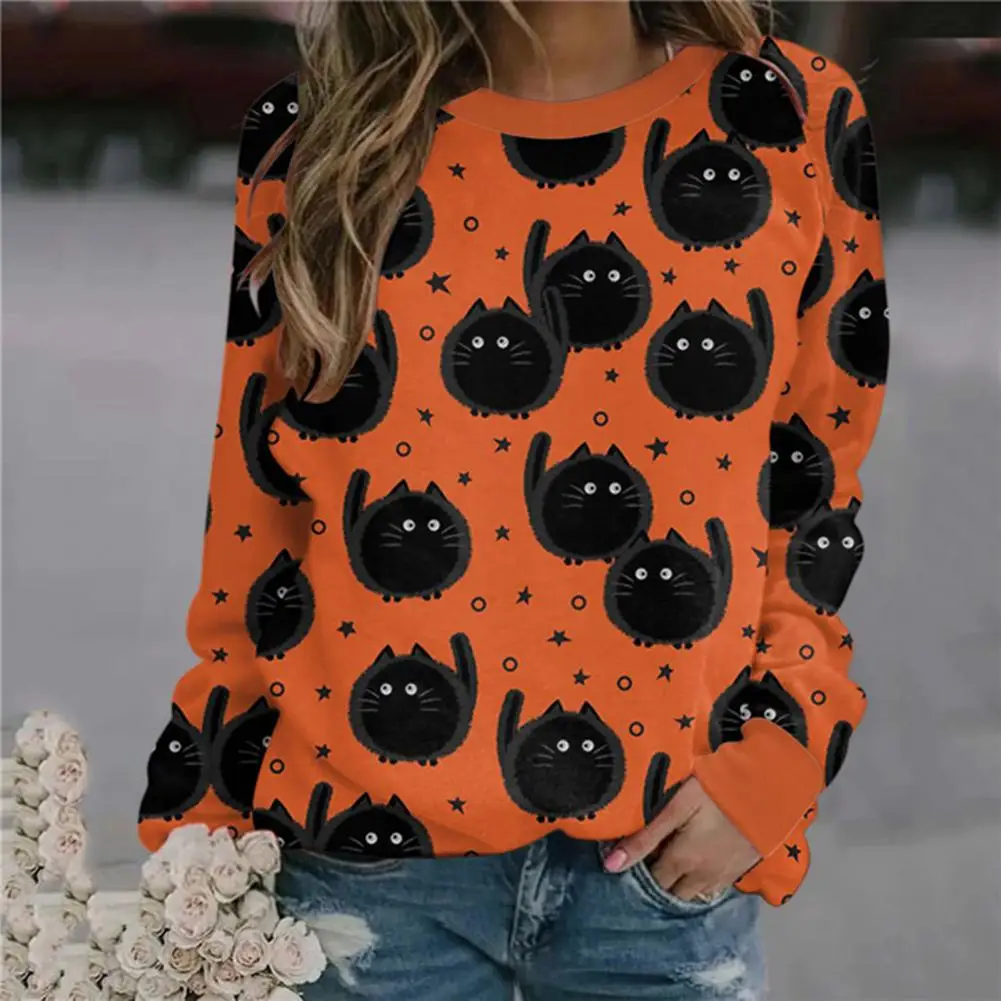 Colorful Candy Elastic Cuff Candy Pumpkin Lady Sweatshirt for Daily Wear