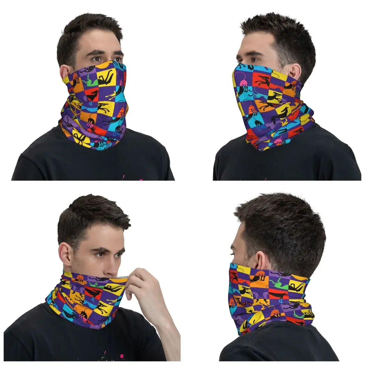 Pop Art Hounds Lurcher Neck Gaiter Women Men UV Face Shield Winter Greyhound Whippet Sighthound Dog Bandana Scarf for Cycling