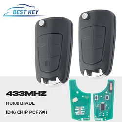 BEST key Flip Remote Car Key 433Mhz For Opel/Vauxhall Astra H 2004-2009 Zafira B 2005-2013 Vectra C 2002-2008 Signium Corsa D