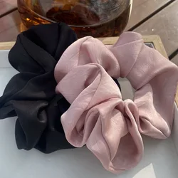 korea silk scrunchie for woman pink satin hair tie girls silk hair bands black hair rope chouchou soie hair accessories