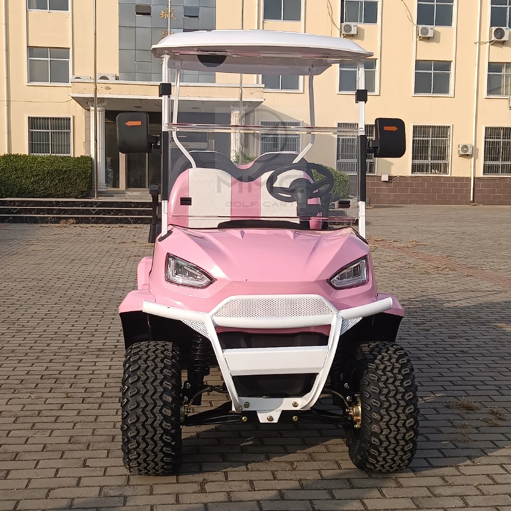 Comfortable 48V 4 Wheel 4 Seater Pink Golf Carts Quality 4000W Motor Golf Scooter Electric Cart 3 - 4 People Travel Golf Carts