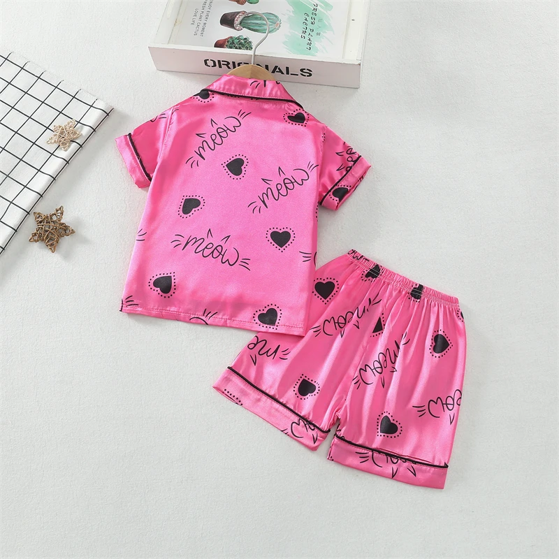 New Summer Baby Clothes Kids Girls Pajamas Children Sleepwear Shirt Shorts 2Pcs/Sets Infant Clothing Toddler Cute Causal Costume