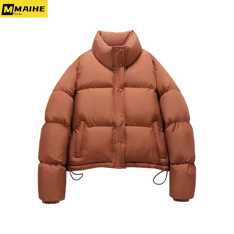 2023 new down cotton short men's winter jacket light luxury fashion girls windproof warm ski coat Kpop Harajuku thickened parka