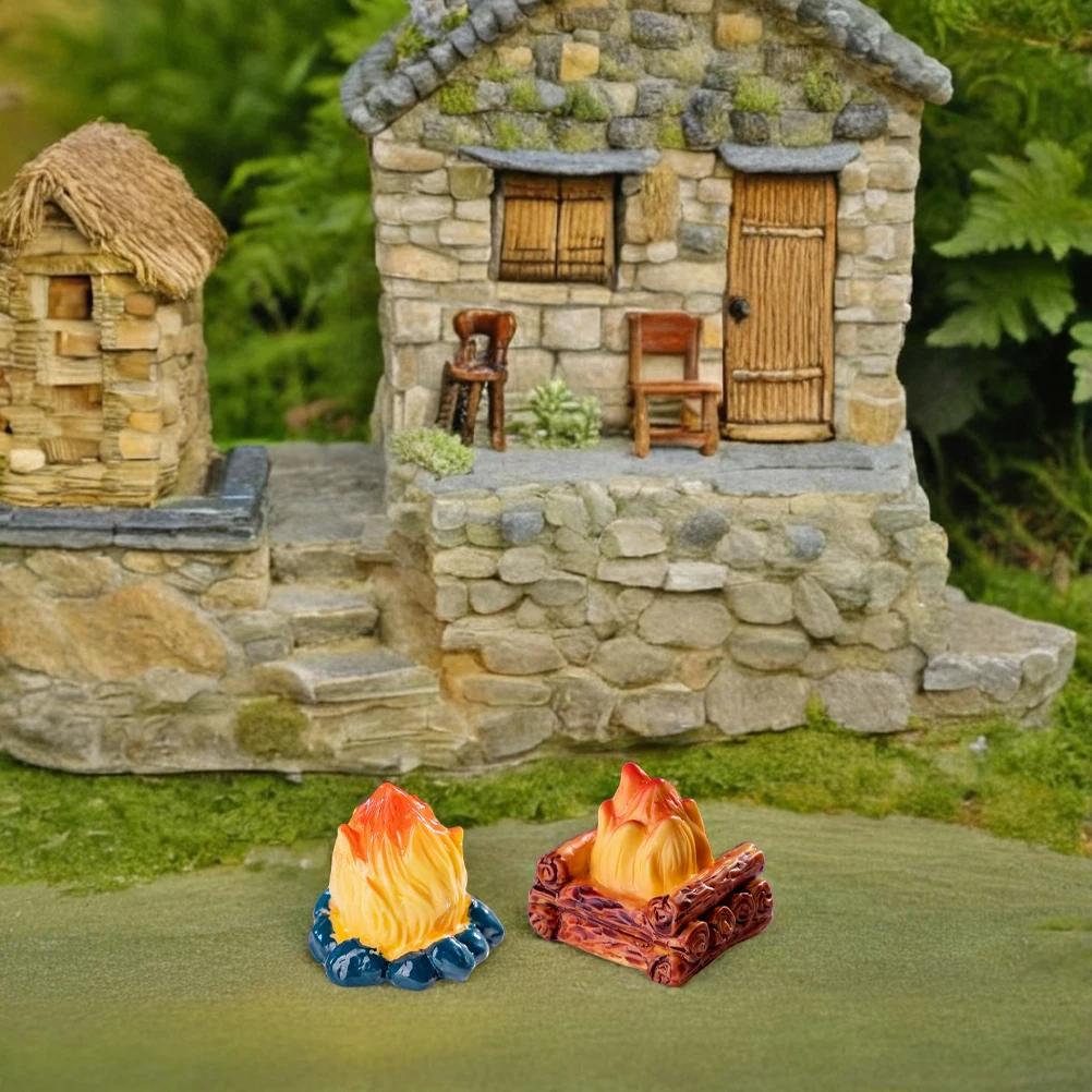 

8 Pcs Fire Ornaments Desktop Decoration Crafts Mini Fake Simulation Resin house Bonfire Flame
