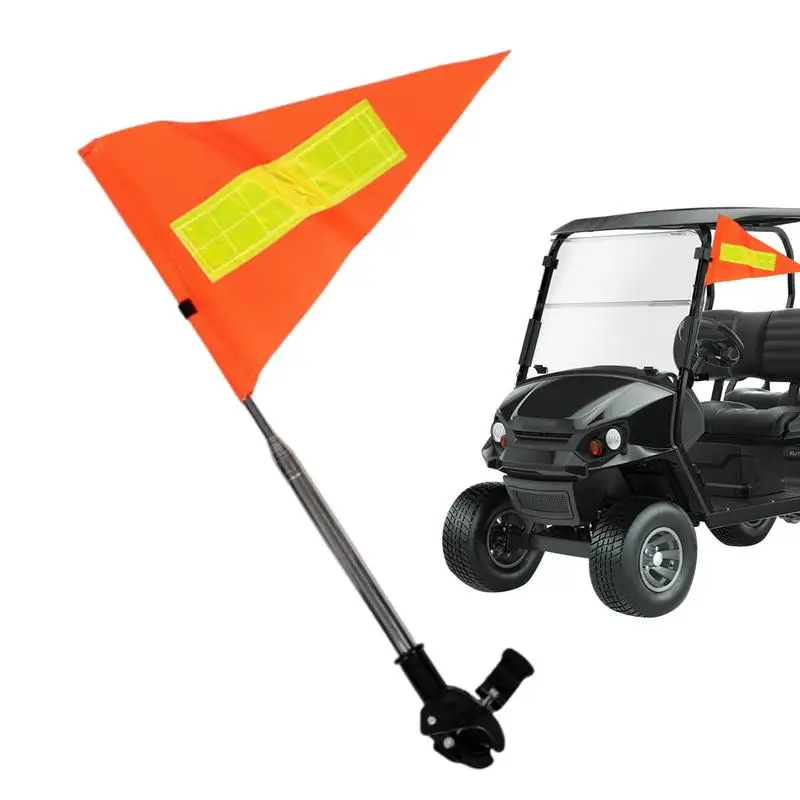 

Велосипедный флаг с столбом для безопасности Оранжевый треугольный тележка для гольфа Флаг для инвалидной коляски Водонепроницаемый вымпел Выдвижной флаг безопасности велосипеда