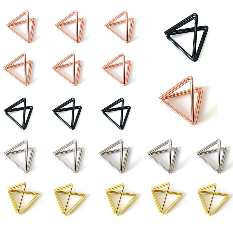 10pcs 24mm Triangle Originality Metal Photo Office Clips Memo Paper  Clothespin Stationery Christmas Wedding Party Craft Decor