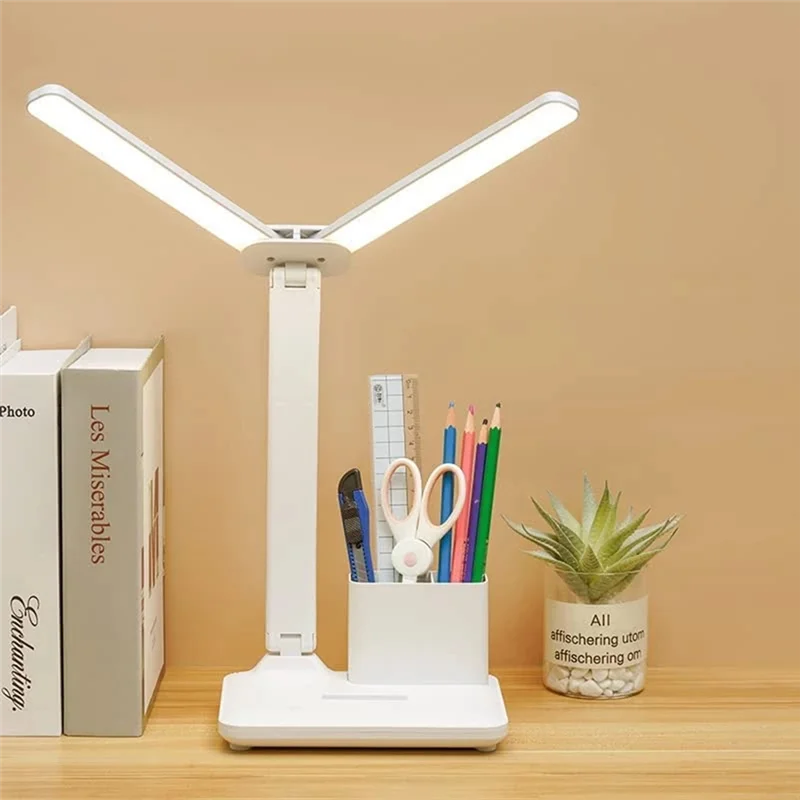 ABMH-LED Double-Head Desk Lamp,32PCS LED Lights Table Lamp With USB Charging Eye Protection Lights For Home/Office