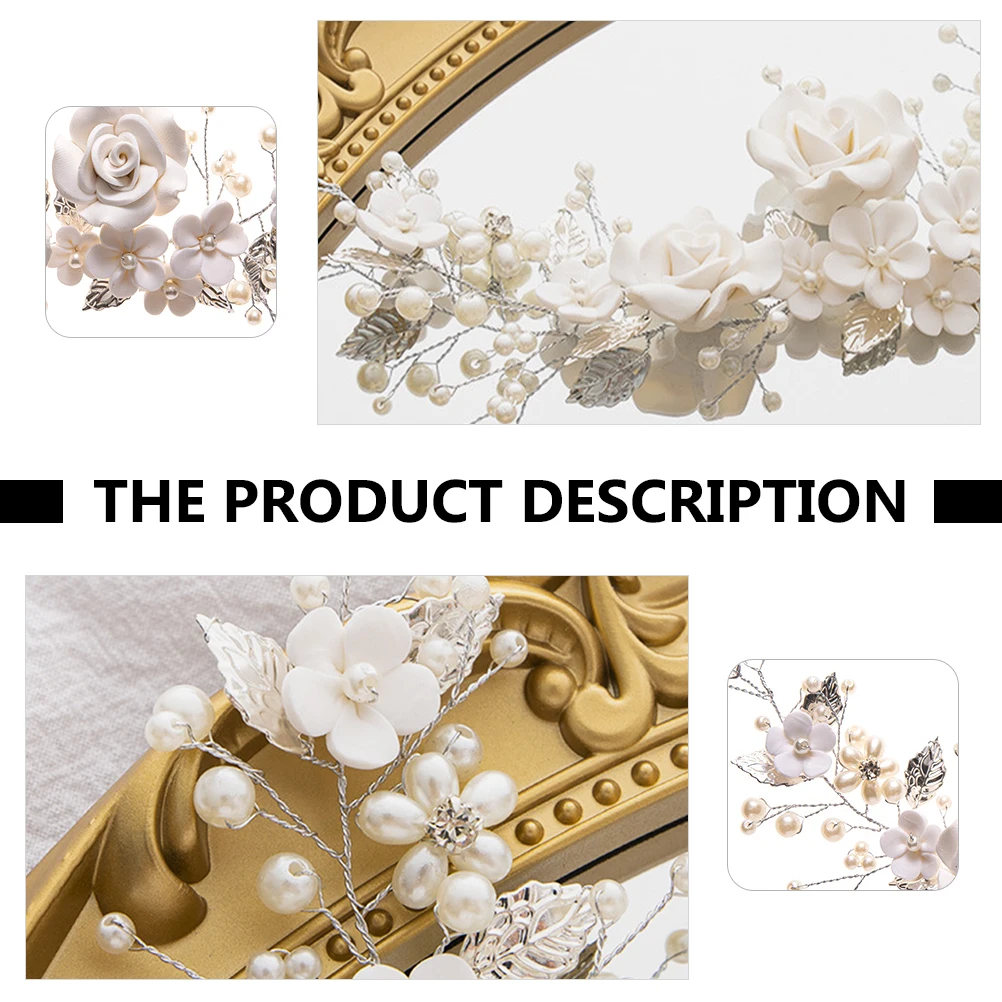 

Pearl Vine Tiara Copper Wire Soft Clay Flower Wedding Hairb Bridal Headdress Women Decor Accessories Delicate Charm
