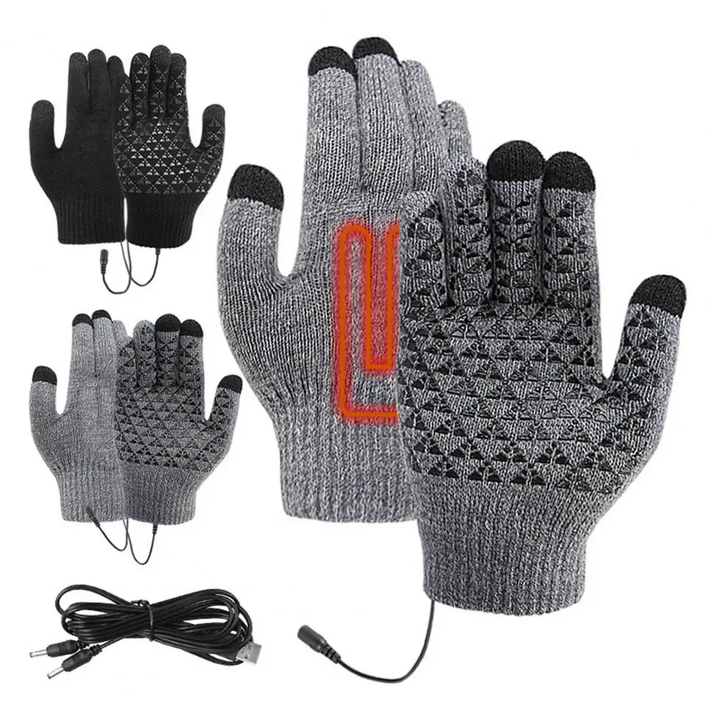 USB Heated Gloves Winter Hand Mitten Warmer Washable Touchscreen Knitting Laptop Gloves Electric Heating Gloves for Students