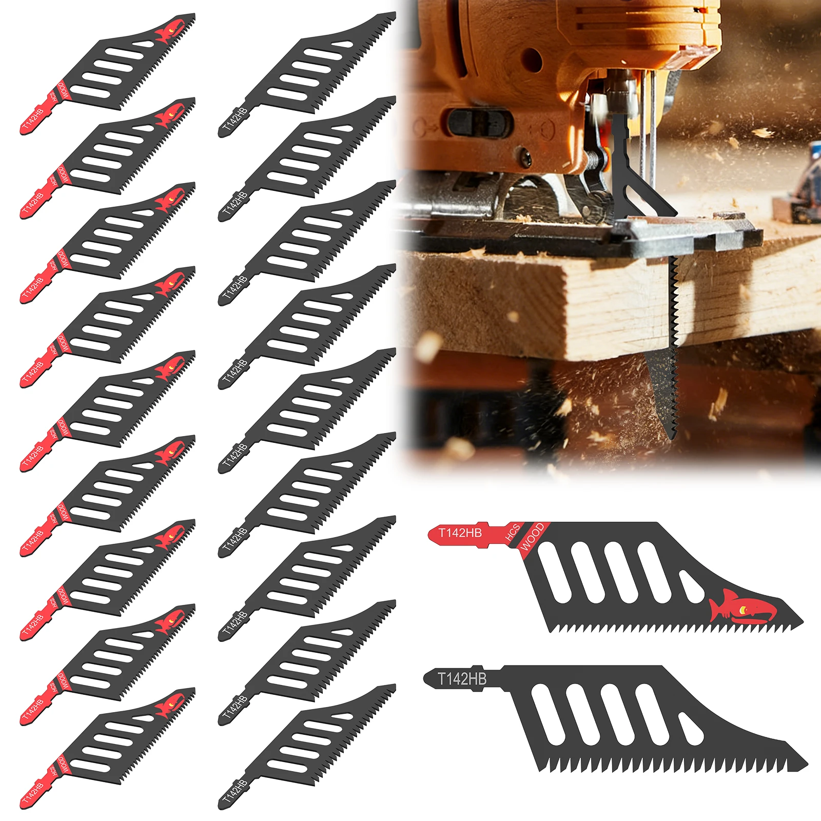 

10/20PCS Jigsaw Blades Heavy Duty T-Shank Wood Aluminum Cutting Coarse Teeth Precision Tight Spaces Tools Replaceable Cut Tools