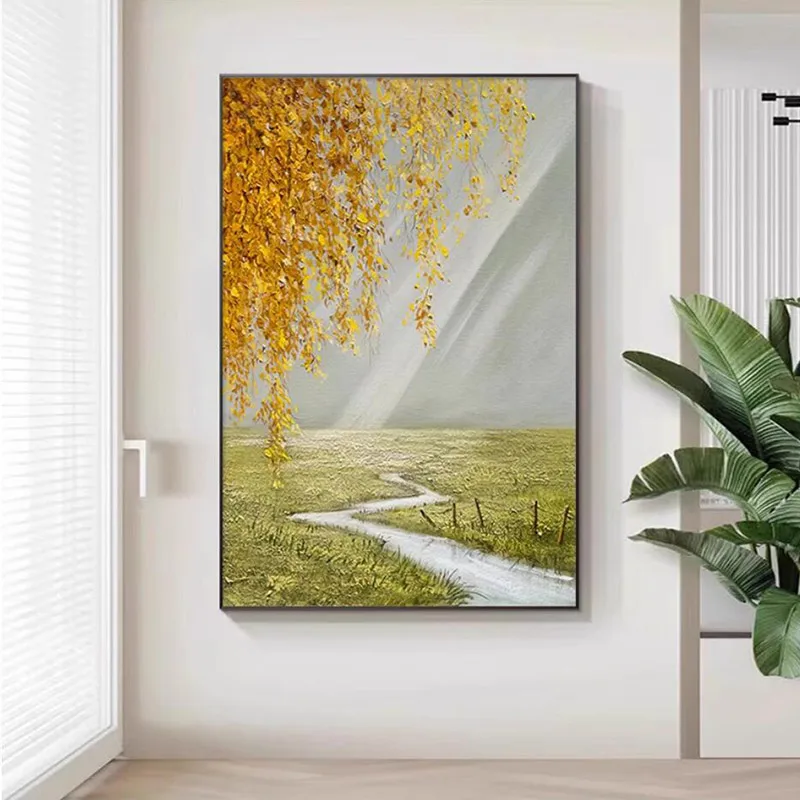 Autumn Willow Landscape Kunstdruck – Serene Nature Wanddekoration für Wohnzimmer, Schlafzimmer, hochwertiges gedrucktes Poster, ungerahmter Rost