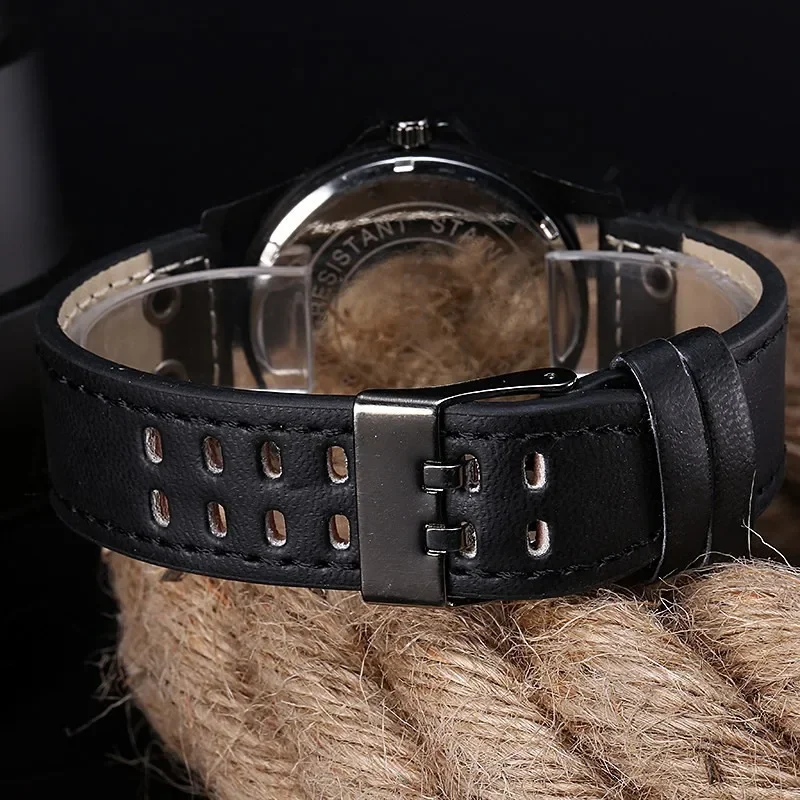 Montre-bracelet à quartz avec bracelet en cuir pour homme, montres décontractées, cadran numérique, style sport simple, horloge masculine, mode