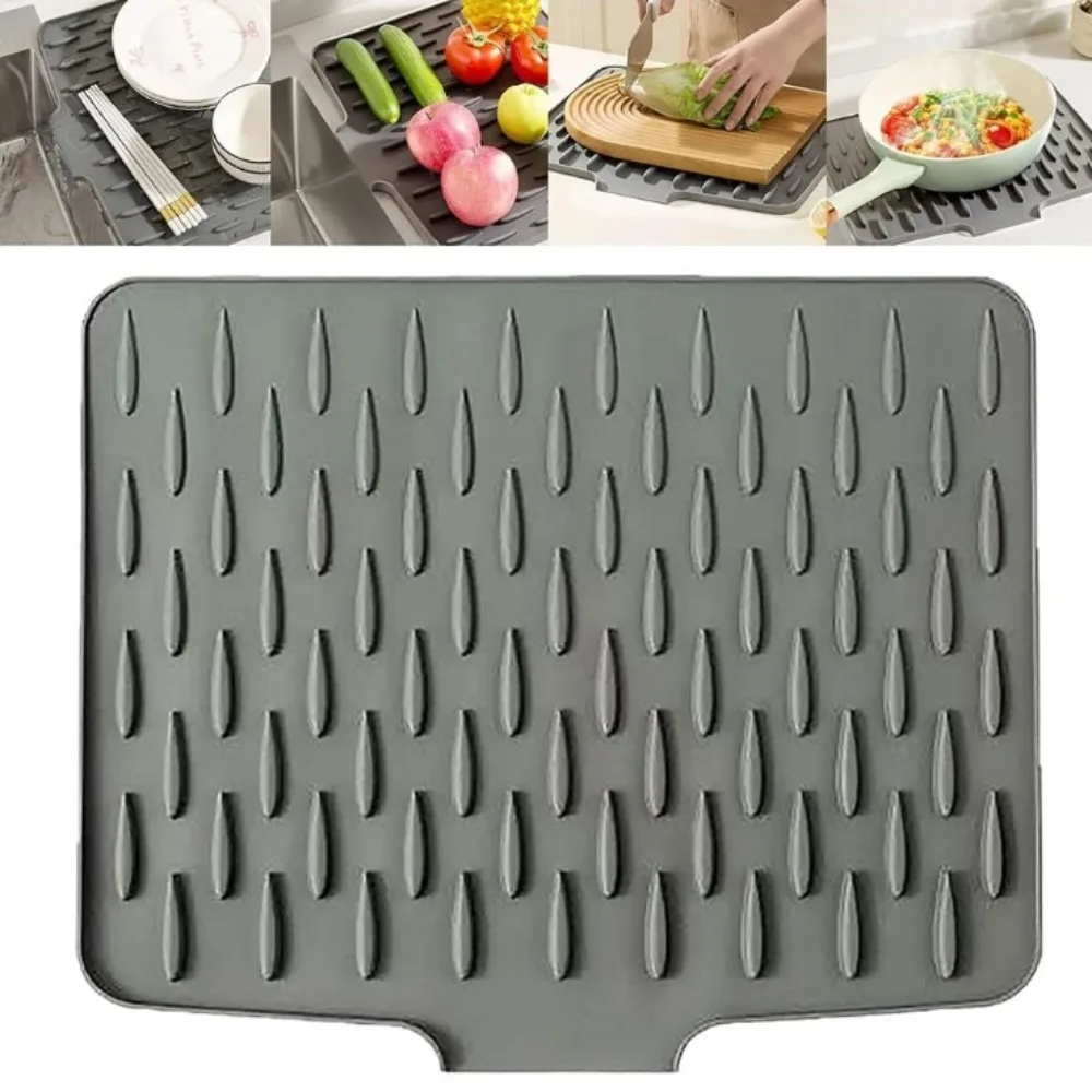 Non-slip Silicone Drainage Mat Foldable Large Size Tableware Drainer Pad Multifunctional Anti-scald Coaster Dish Drying Mat