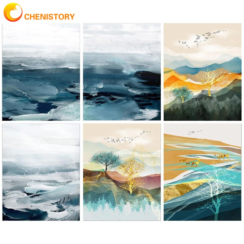 

CHENISTORY 60x75cm Paint By Numbers Kits Scenery DIY Painting By Numbers On Canvas Seascape Frame Digital Hand Painting Decor