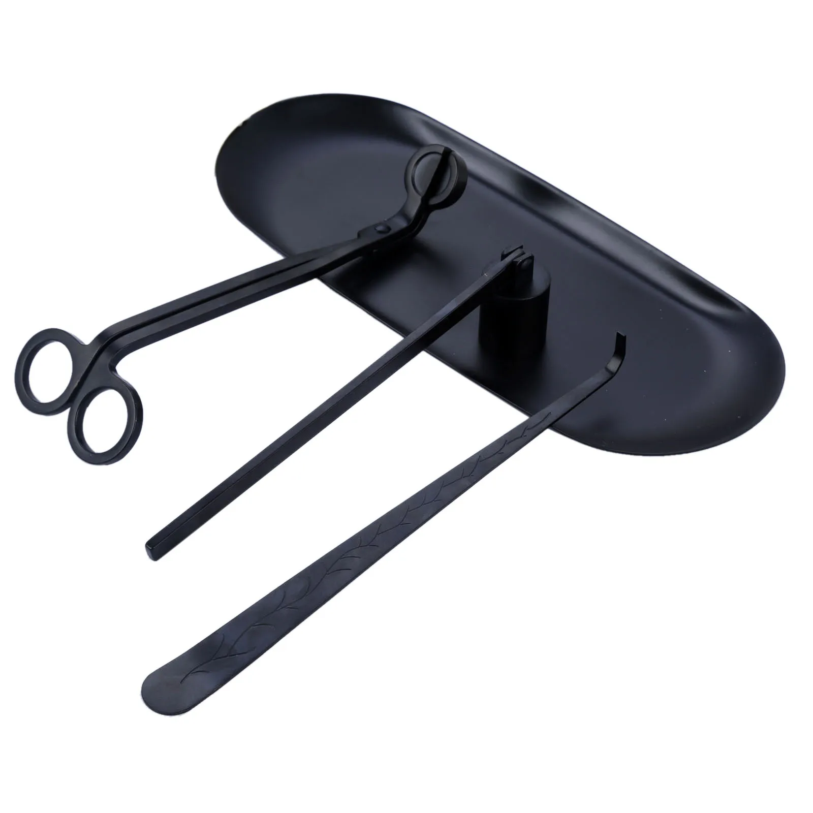 

4Pcs/3pcs Black Candle Accessory Set, Candle Snuffer Wick Trimmer Dipper Storage Tray Plate Extinguish Scissor Cutter Tools