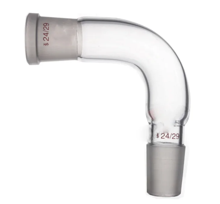 Glass Distillation adapter,Distilling Head,90 Degrees bend Standard Ground Mouth.Standard mouth 24/29,Used for distillation unit