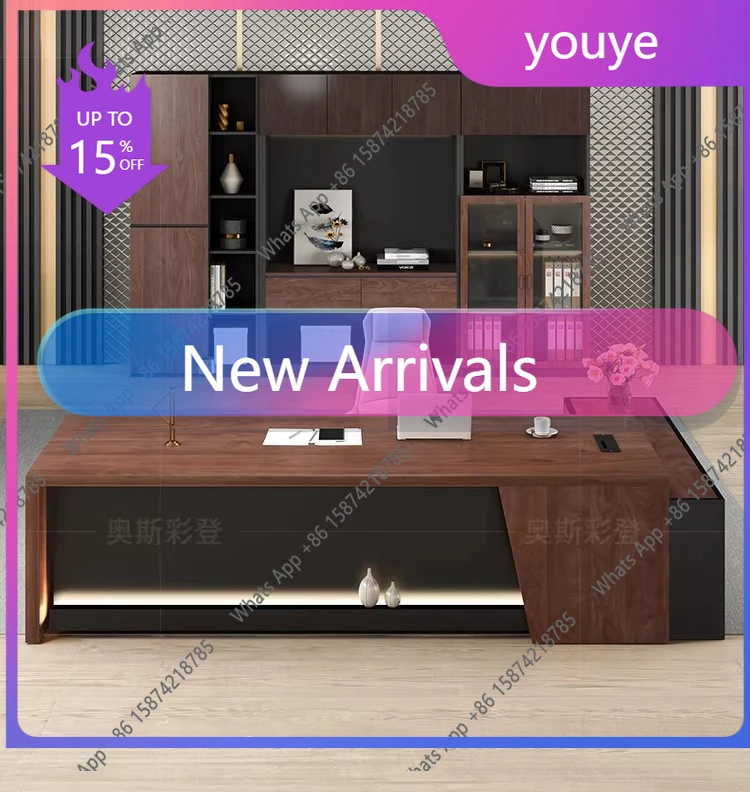 

Стол руководителя N62 с боковым шкафом, офисный стол премиум-класса, роскошный стол для руководителя высшего звена.