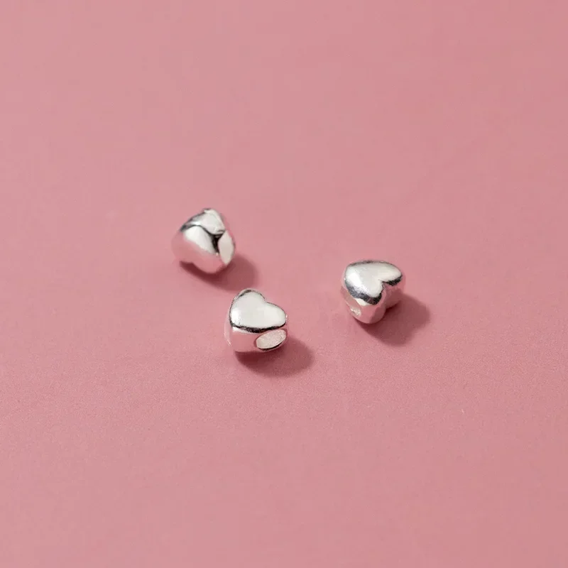 TrustDavis 진짜 925 스털링 실버 달콤한 작은 심장 구분 기호 구슬 DIY 맞는 팔찌 목걸이 액세서리 여성 쥬얼리 DZ774