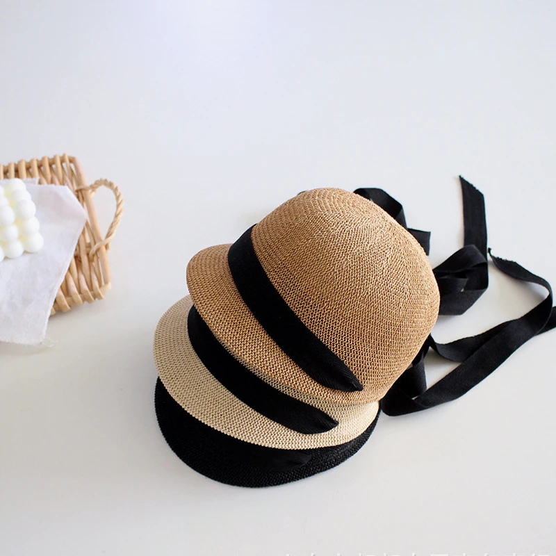 Sombrero de estilo coreano con personalidad para niños y niñas, sombrero de paja transpirable para vacaciones, playa, informal, Simple