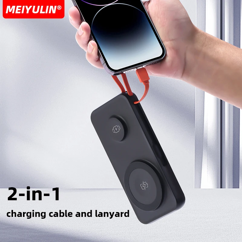 10000mAh Magnetic Wireless Power Bank With Cable for Apple Watch Portable Fast Charging External Battery For IPhone 15 Samsung