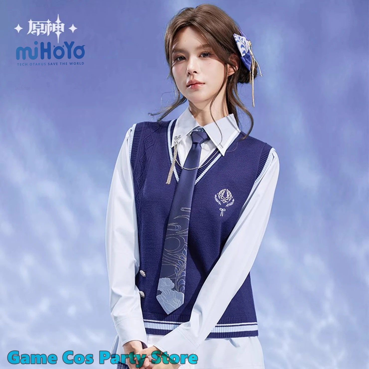 

[Genuine] Kamisato Ayato Theme Impression Knitted Vest Genshin Impact Cosplay Costumes Adult Knitwear Tops Acrylic Pendant Gifts