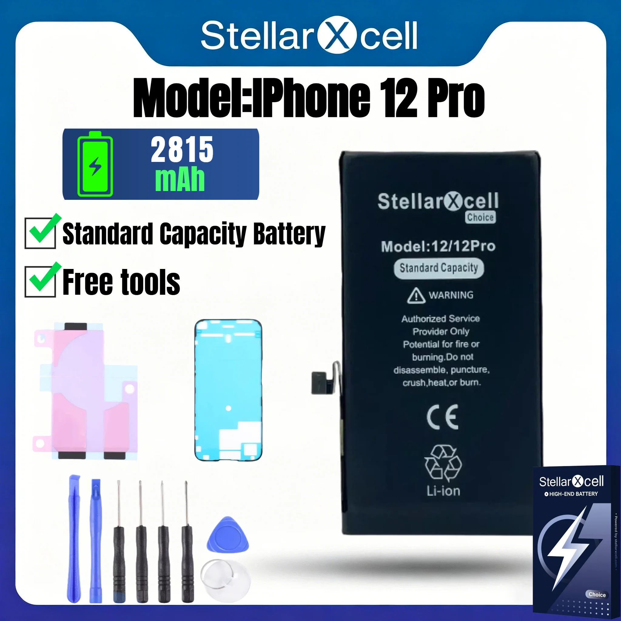 StellarXcell Choice Akku für iPhone, Versand aus Deutschland, für iPhone 11 12 13 14 15 mini Plus Pro Promax, Standard-Kapazitätsakku, Standard-Qualitätsakku, iPhone-Akku-Ersatz mit kostenlosen