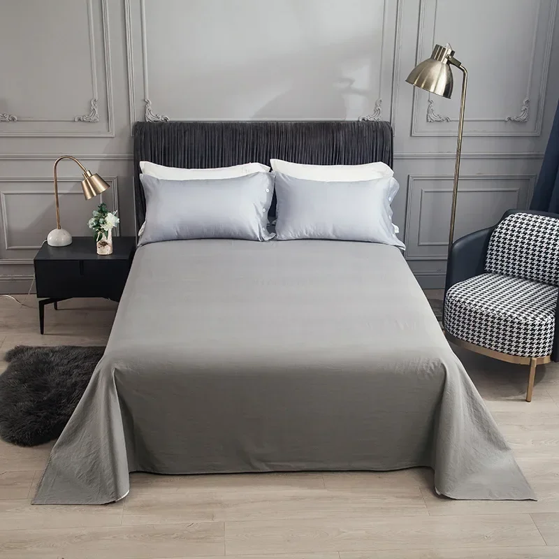 Pure Cotton Flat Bed Sheet Summer Bedspread Soft Bed Linens 2 People Couple Luxury Double Bed Bedding King Size Bedsheet