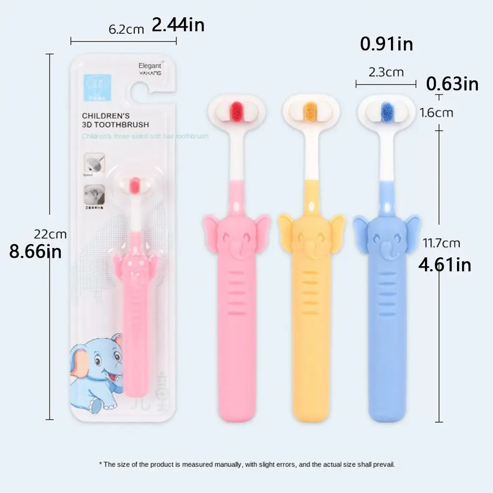 Soft Bristles Manual Teeth Brush Candy Color Cartoon V-shaped Three-sided Toothbrush Durable Tooth Decay Prevention Tongue Brush